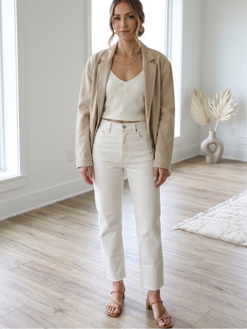 RE/DONE 70s Ultra High Rise Stove Pipe Jeans Vintage White Off White NWT 29